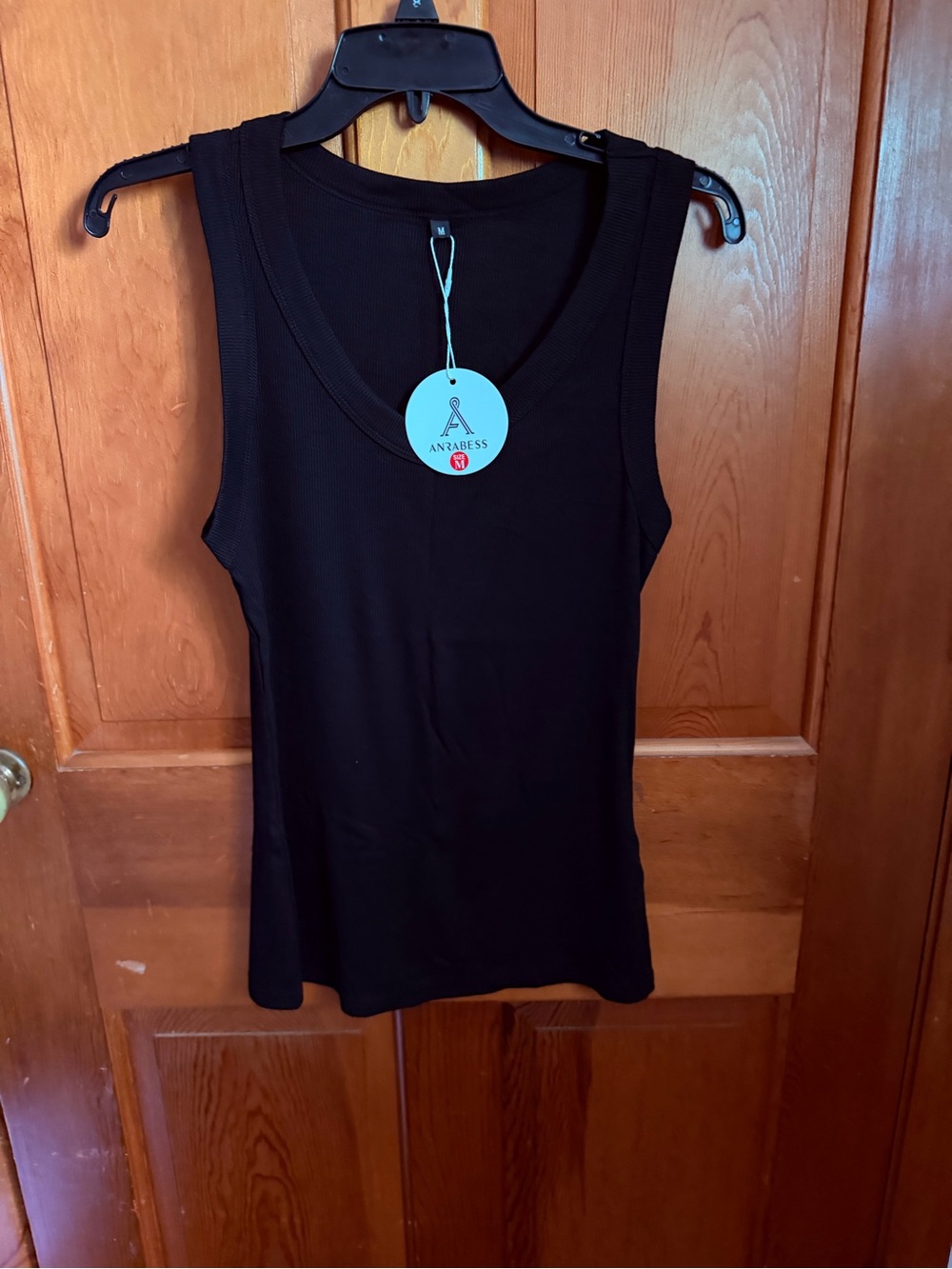 Amazon Black Ribbed Scoop Neck Tank Top